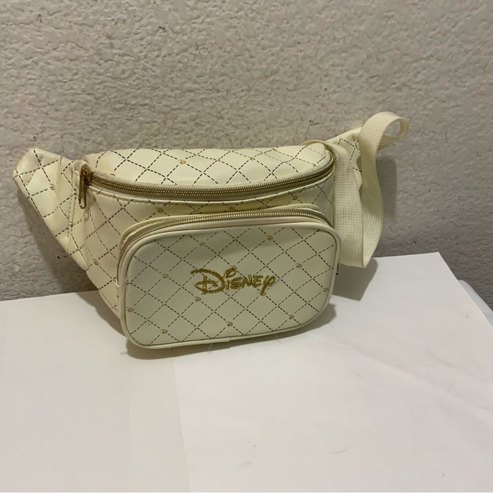 Loungefly Disney Logo Quilted White Cream Fanny Pack